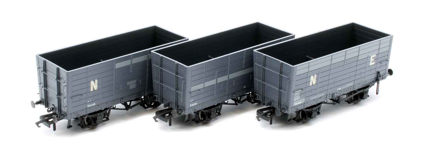 NER 20t Hopper - DGM 12 Hopper - BR Grey - Triple Pack