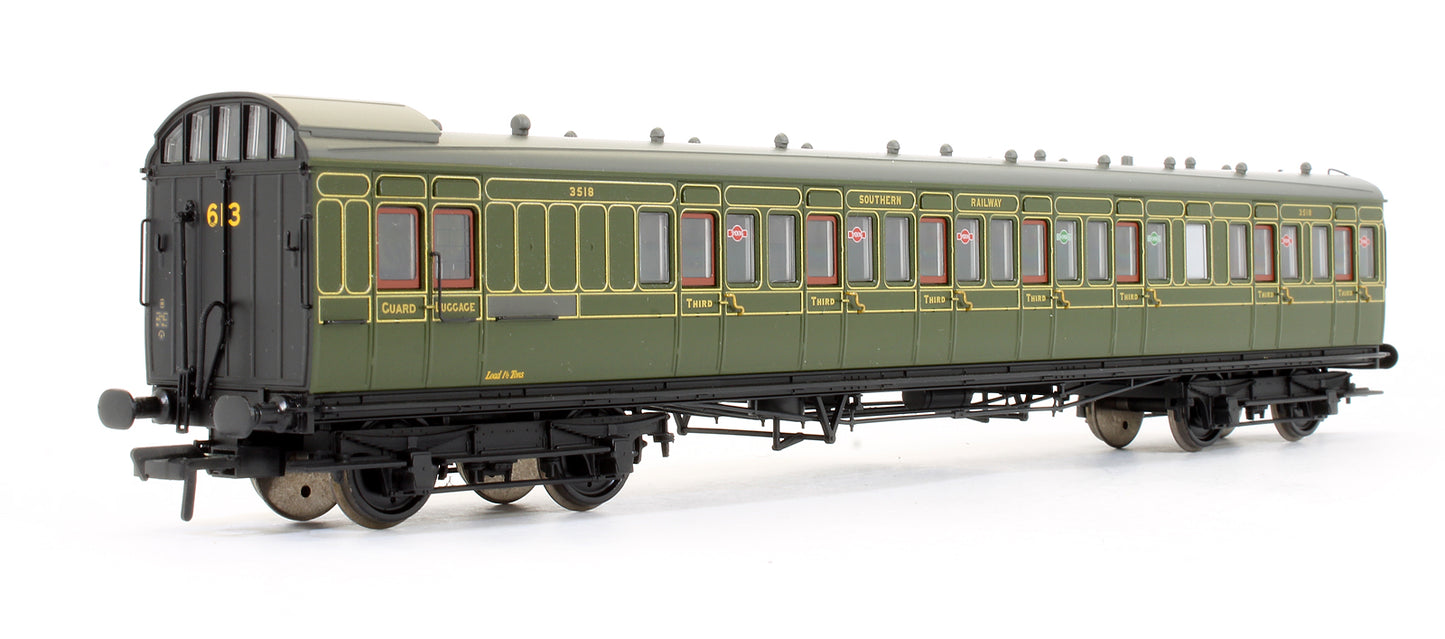 Pre-Owned SE&CR 60' Birdcage Brake Third Lavatory Coach Southern Railway Olive Green '3518'