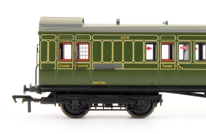 Pre-Owned SE&CR 60' Birdcage Brake Third Lavatory Coach Southern Railway Olive Green '3518'