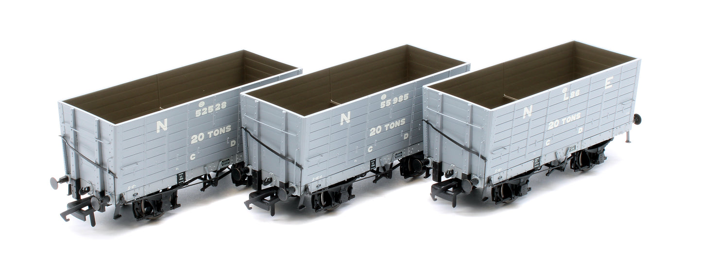 NER 20t Hopper - P7 Hopper - 1911-1922 Pre-Grouping: NER Grey - Triple Pack