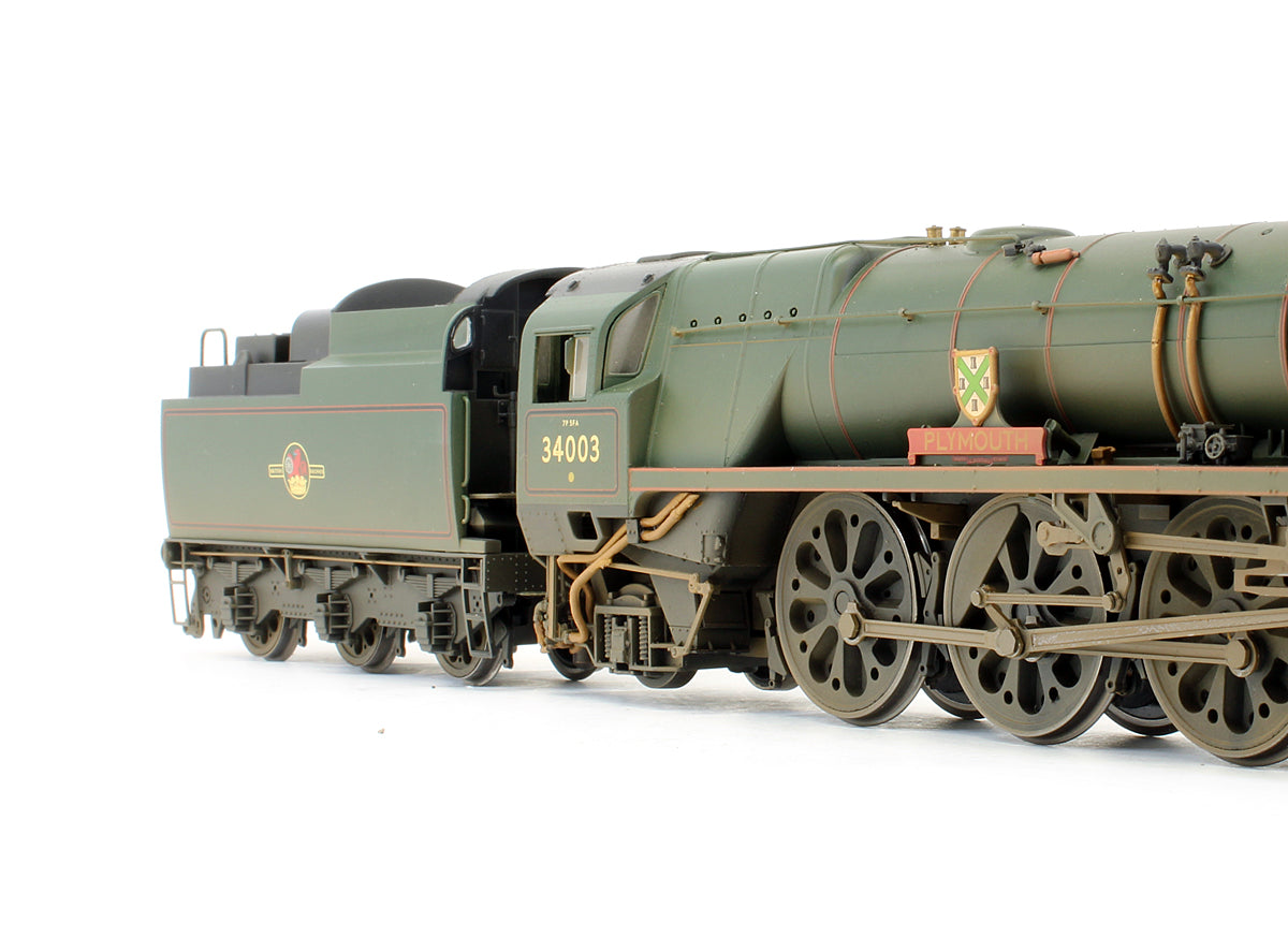 Pre-Owned R2584 BR Green 4-6-2 Rebuilt West Country Class 'Plymouth' 34003 Steam Locomotive - Weathered - DCC Fitted