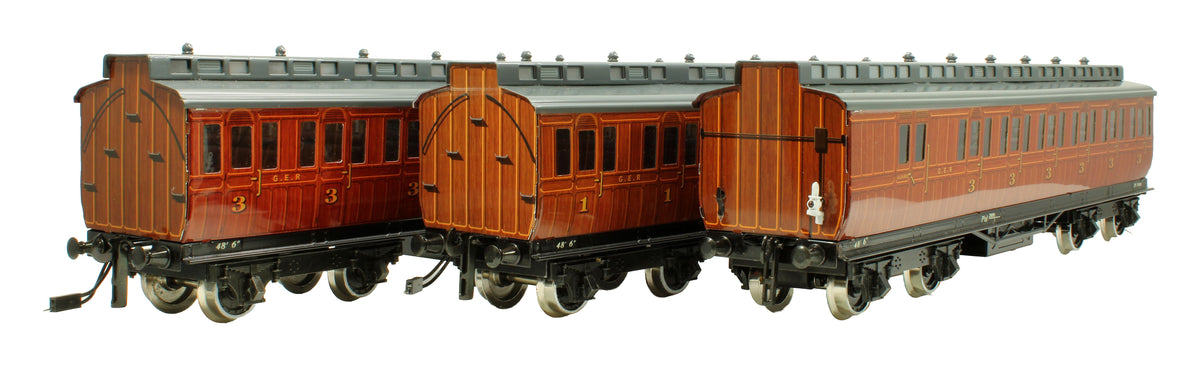Pre-Owned Set of 3x GER 1st / 3rd Class Clerestory Coaches