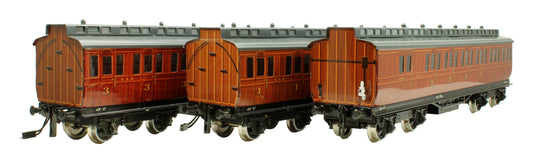 Pre-Owned Set of 3x GER 1st / 3rd Class Clerestory Coaches