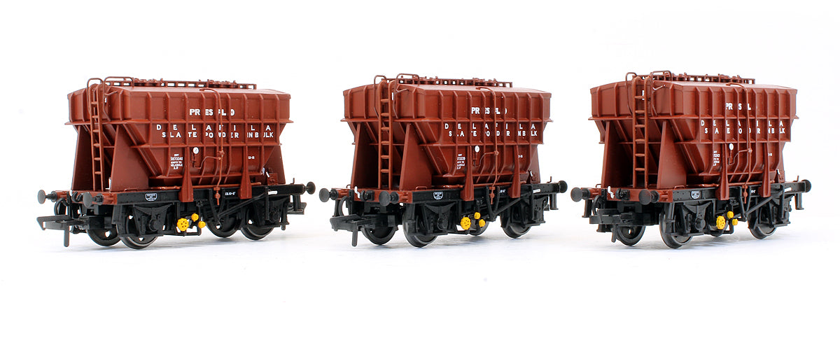 Pre-Owned Set Of 3 Presflo 22T Cement Wagons BR Bauxite - Delafila