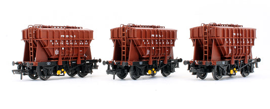 Pre-Owned Set Of 3 Presflo 22T Cement Wagons BR Bauxite - Delafila