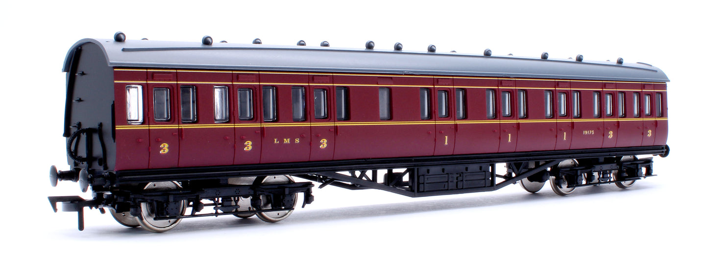 57ft Stanier Non-Corridor Composite 19175 LMS Lined Maroon