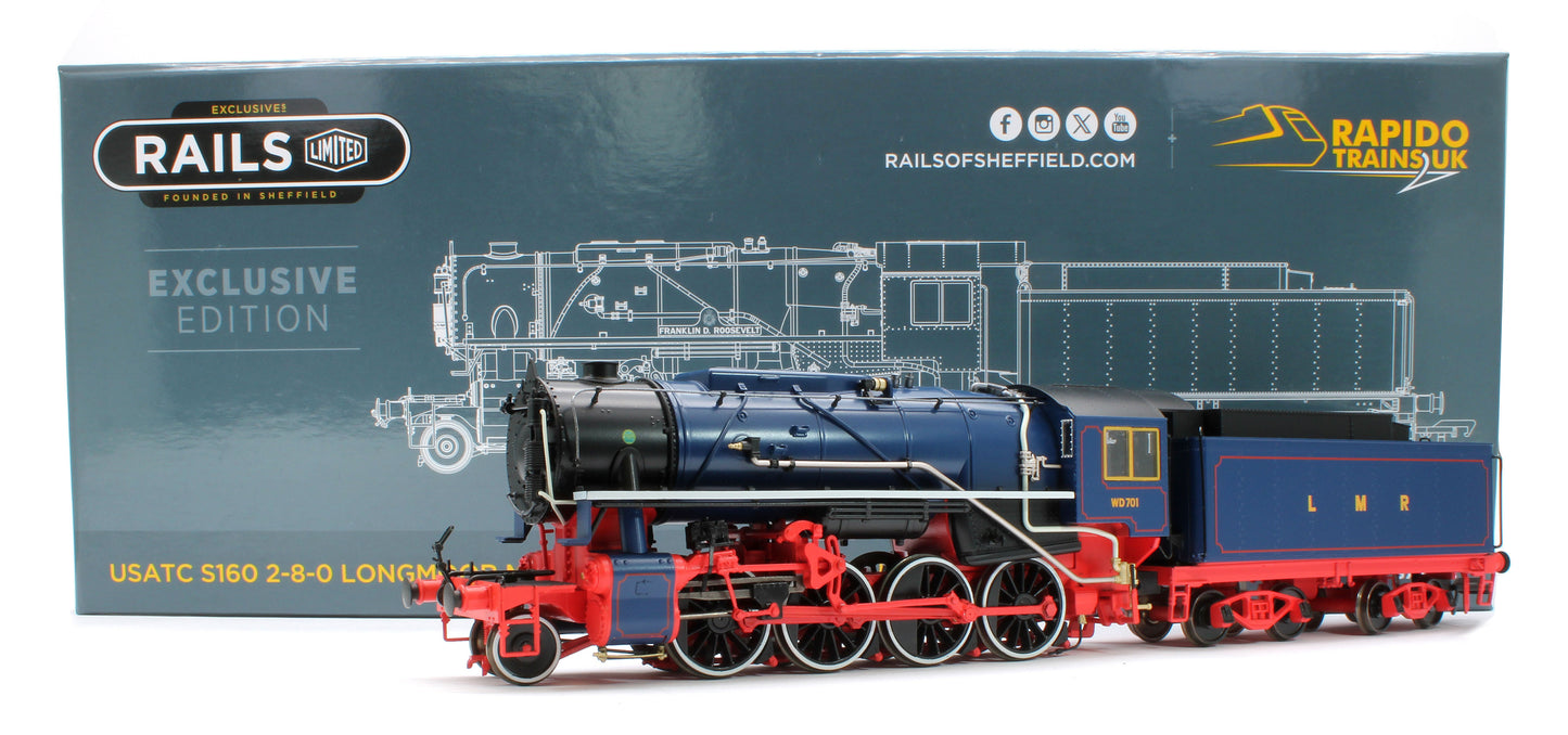 926512 USATC S160 2-8-0 'Franklin D. Roosevelt' Longmoor Military Railway Blue No.WD701 Steam Locomotive - DCC Sound