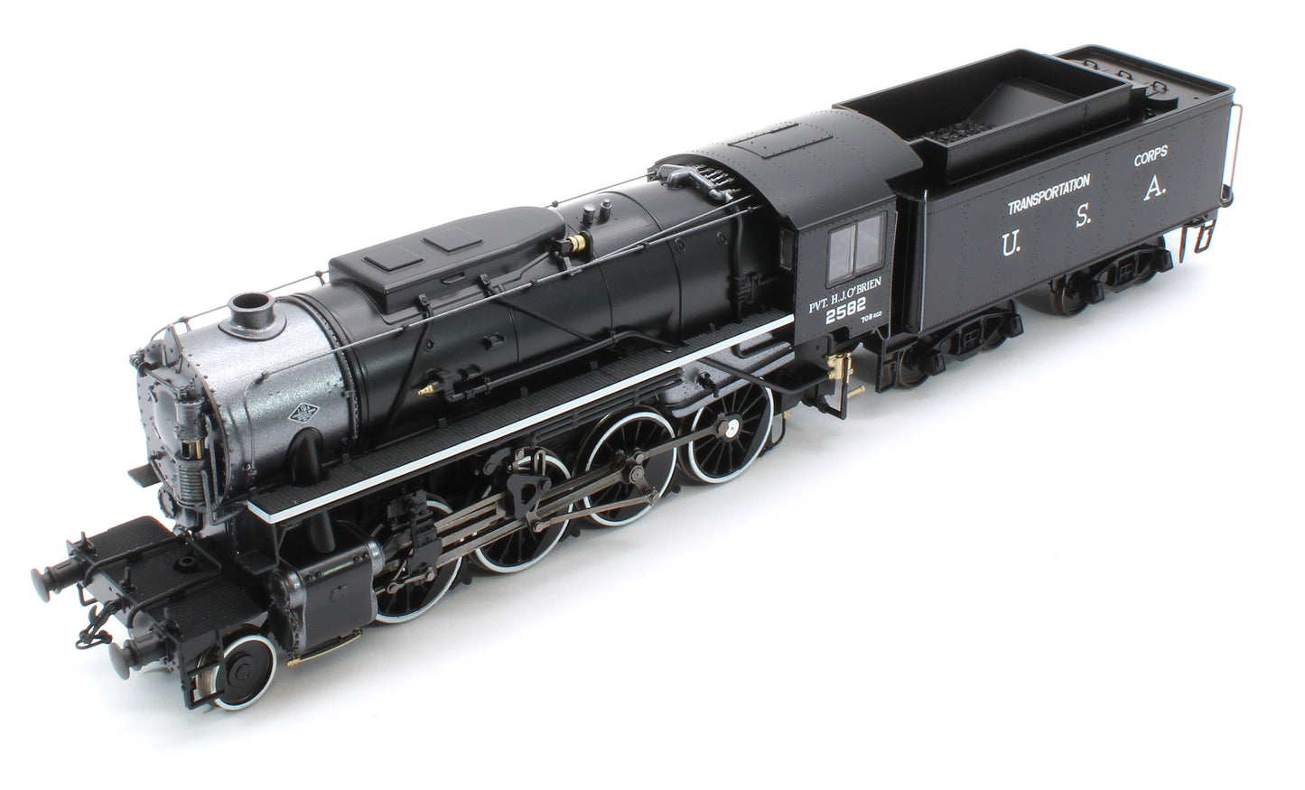 926513 USATC S160 2-8-0 'Pvt. H.J. O’Brien' Black with Transportation Corps U.S.A. on Tender No.2582 Steam Locomotive - DCC Sound