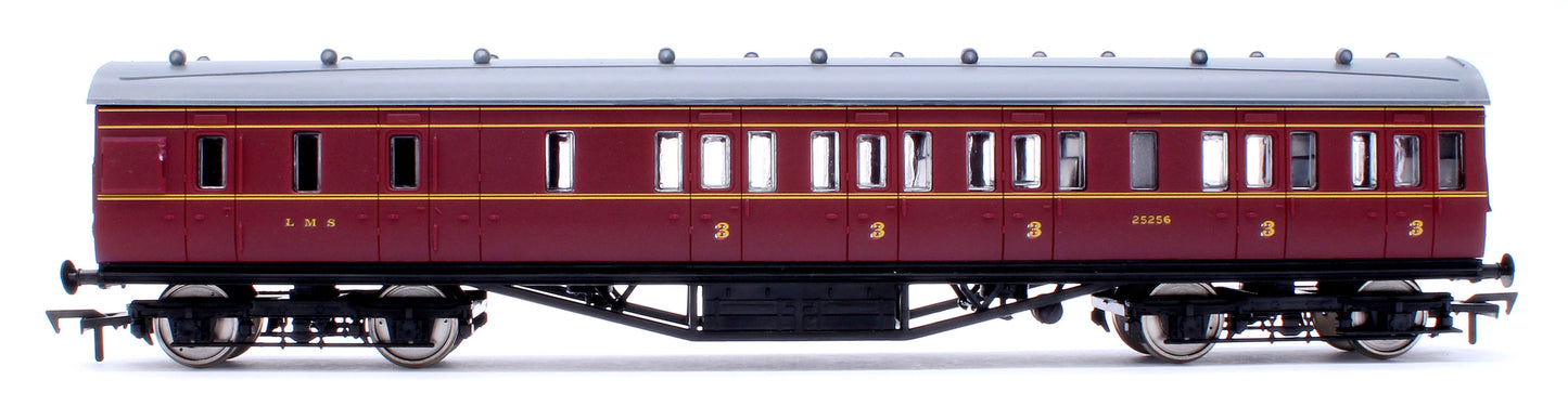 57ft Stanier Non-Corridor Brake 25256 LMS Lined Maroon