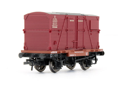 Pre-Owned BR Bauxite Conflat Wagon With BD Container BR Crimson