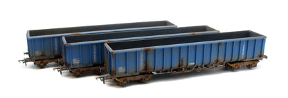 JXA01 TP(A)W Set of 3 JXA Bogie Scrap Wagons TIPH Blue As Converted 1995 No.3012/3042/3051 - Weathered