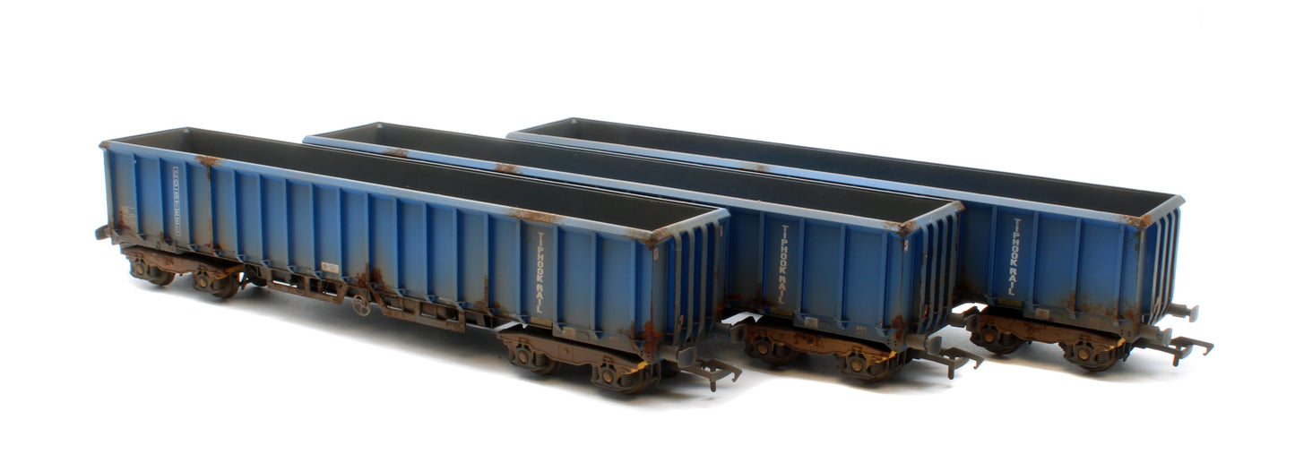 JXA01 TP(A)W Set of 3 JXA Bogie Scrap Wagons TIPH Blue As Converted 1995 No.3012/3042/3051 - Weathered