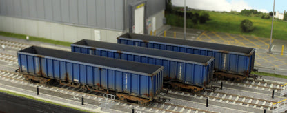 JXA01 TP(A)W Set of 3 JXA Bogie Scrap Wagons TIPH Blue As Converted 1995 No.3012/3042/3051 - Weathered