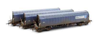 PXA01 TP(B)W Set of 3 PXA Steel Coil Carrier PD Blue with RO Lettering No.3032/3036/3062 - Weathered