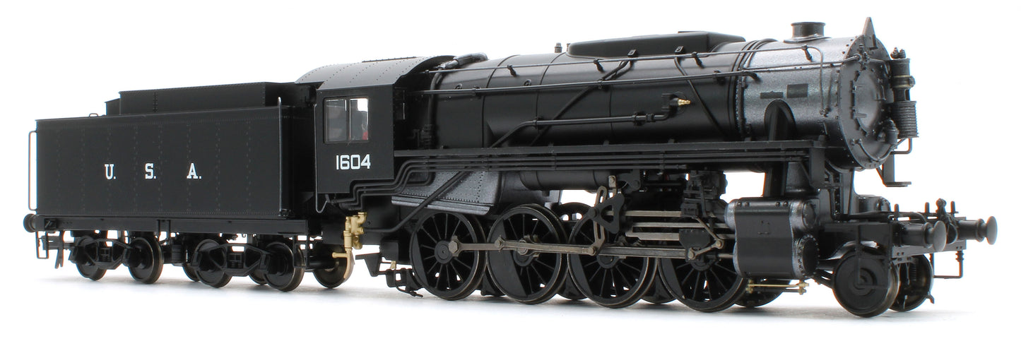 926501 USATC S160 2-8-0 GWR Wartime Black U.S.A on Tender No.1604 Steam Locomotive - DCC Sound