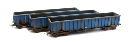 JXA01 TP(B)W Set of 3 JXA Bogie Scrap Wagons TIPH Blue Post 1998 Black & White Data Panels & OHLW Sticker No.3018/3020/3050 - Weathered