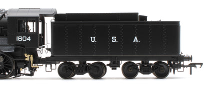 926501 USATC S160 2-8-0 GWR Wartime Black U.S.A on Tender No.1604 Steam Locomotive - DCC Sound