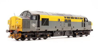 Pre-Owned 32-779 Class 37/0 37035 Civil Engineers Dutch Grey / Yellow Corner Indicator Boxes Diesel Locomotive - DCC Fitted - Custom Weathered