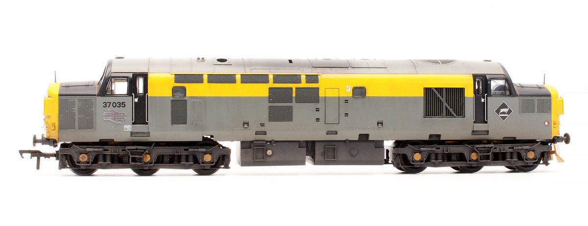 Pre-Owned 32-779 Class 37/0 37035 Civil Engineers Dutch Grey / Yellow Corner Indicator Boxes Diesel Locomotive - DCC Fitted - Custom Weathered