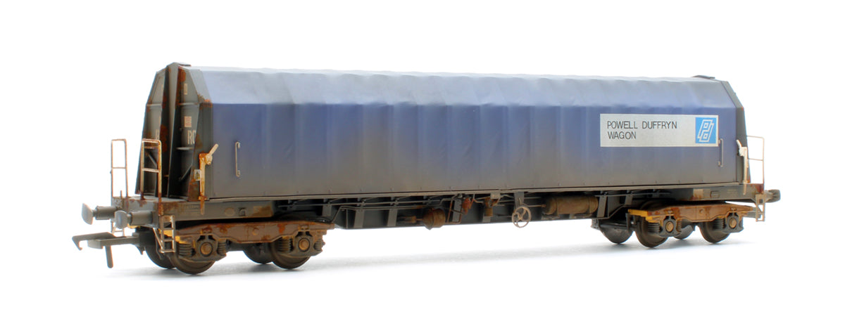 PXA01 TP(D)W Set of 3 PXA Steel Coil Carrier PD Blue Tops Code JSA, Yellow Bogies & OHLW Sticker No.3032/3055/3041 - Weathered