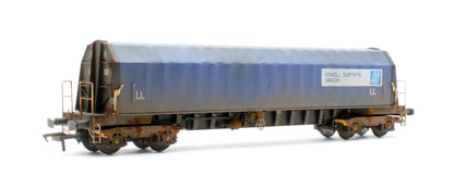 PXA01 TP(D)W Set of 3 PXA Steel Coil Carrier PD Blue Tops Code JSA, Yellow Bogies & OHLW Sticker No.3032/3055/3041 - Weathered