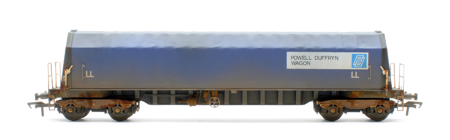 PXA01 TP(D)W Set of 3 PXA Steel Coil Carrier PD Blue Tops Code JSA, Yellow Bogies & OHLW Sticker No.3032/3055/3041 - Weathered
