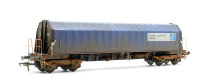 PXA01 TP(D)W Set of 3 PXA Steel Coil Carrier PD Blue Tops Code JSA, Yellow Bogies & OHLW Sticker No.3032/3055/3041 - Weathered