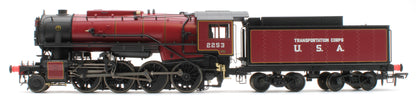 926508 USATC S160 2-8-0 'Omaha' Maroon with Transportation Corps U.S.A on Tender No.2253 (as Preserved) Steam Locomotive - DCC Sound