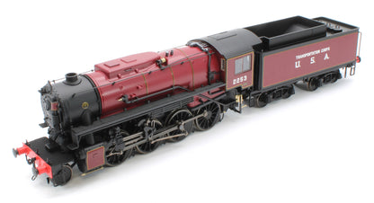 926508 USATC S160 2-8-0 'Omaha' Maroon with Transportation Corps U.S.A on Tender No.2253 (as Preserved) Steam Locomotive - DCC Sound