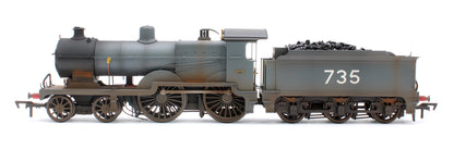 Highly Detailed Deluxe Weathered SECR Maunsell D1 Class SECR Grey 4-4-0 Steam Locomotive No.735