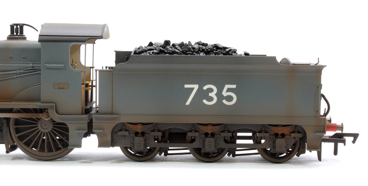 Highly Detailed Deluxe Weathered SECR Maunsell D1 Class SECR Grey 4-4-0 Steam Locomotive No.735