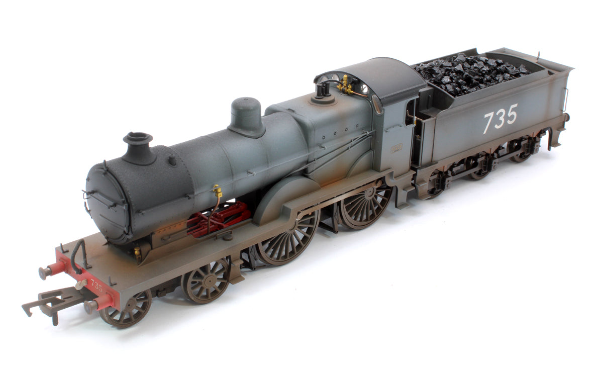 Highly Detailed Deluxe Weathered SECR Maunsell D1 Class SECR Grey 4-4-0 Steam Locomotive No.735