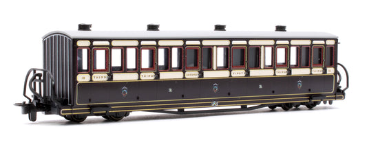 Ffestiniog Railway Short 'Bowsider' Bogie Coach, Victorian Purple/Brown, No. 18