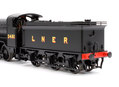 Class O2/1 'Tango' LNER black No. 3481 with low running plate, GN cab and tender, tall chimney