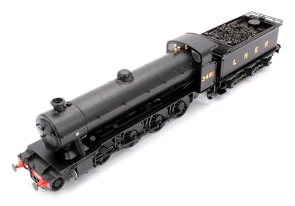 Class O2/1 'Tango' LNER black No. 3481 with low running plate, GN cab and tender, tall chimney