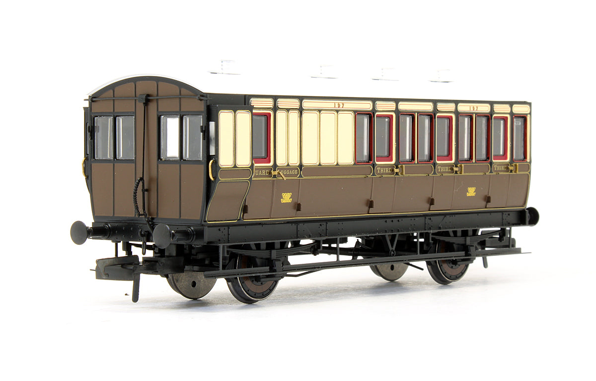 Pre-Owned 4 Wheel Brake 3rd '197' In GWR Chocolate & Cream - With Working Lighting