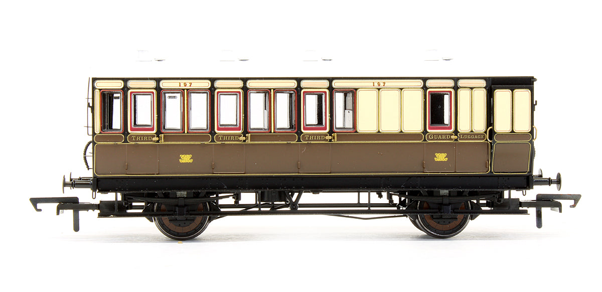 Pre-Owned 4 Wheel Brake 3rd '197' In GWR Chocolate & Cream - With Working Lighting