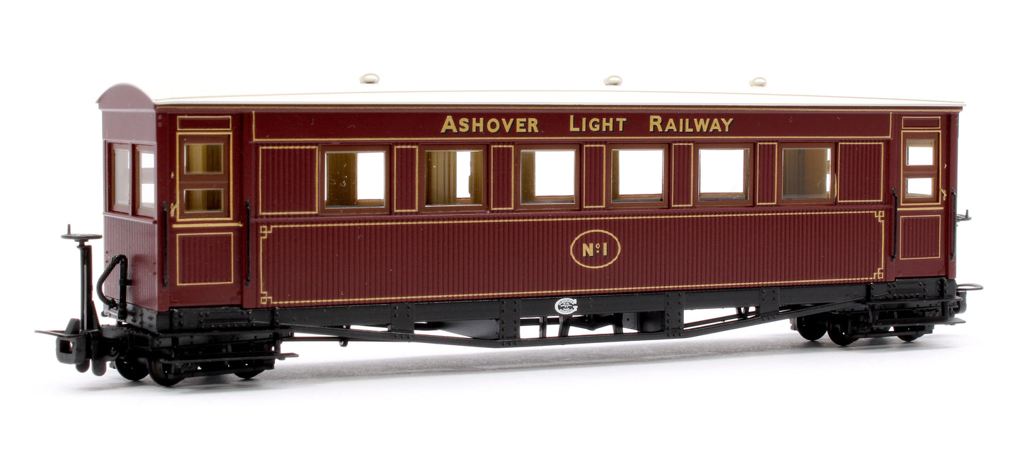 Bogie Coach in Ashover Railway Crimson livery No.1