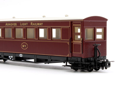 Bogie Coach in Ashover Railway Crimson livery No.1