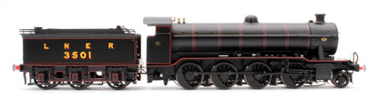 Class O2/2 'Tango' LNER Lined Black No. 3501 with low running plate, GN cab and tender