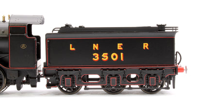 Class O2/2 'Tango' LNER Lined Black No. 3501 with low running plate, GN cab and tender