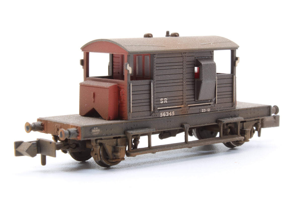 Pre-Owned SR Pill Box Brake Van SR Brown Grey Roof - Custom Weathered