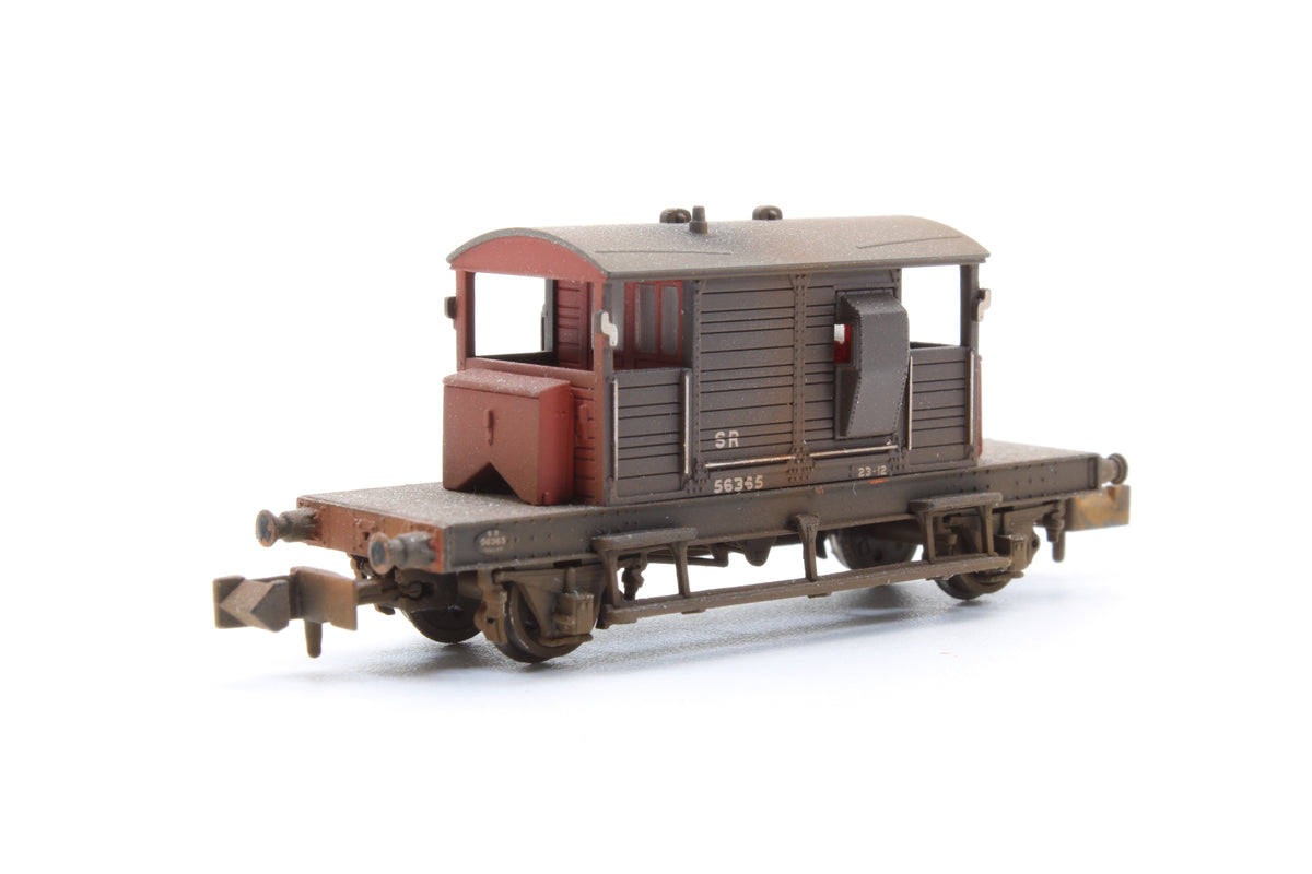 Pre-Owned SR Pill Box Brake Van SR Brown Grey Roof - Custom Weathered