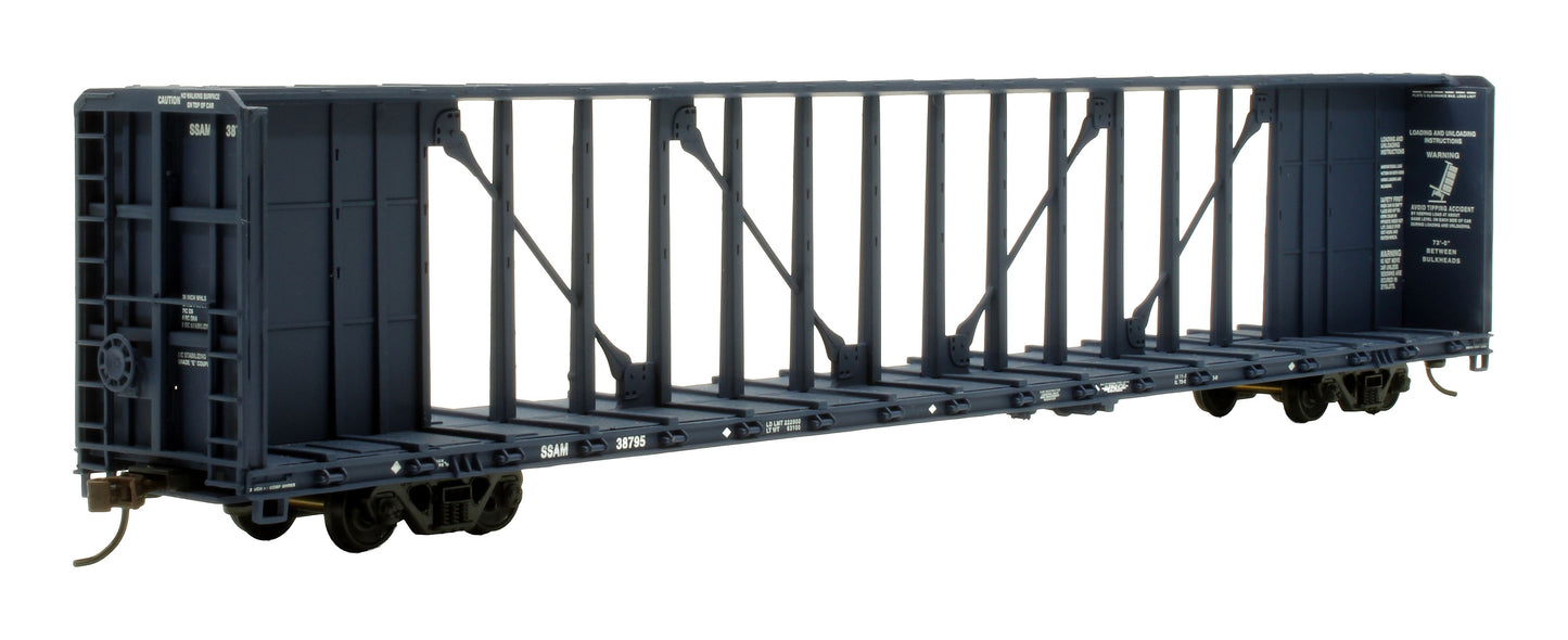 Pre-Owned 932-24129 72' Centerbeam Flat Car SSAM/WC Blue - 2-Pack