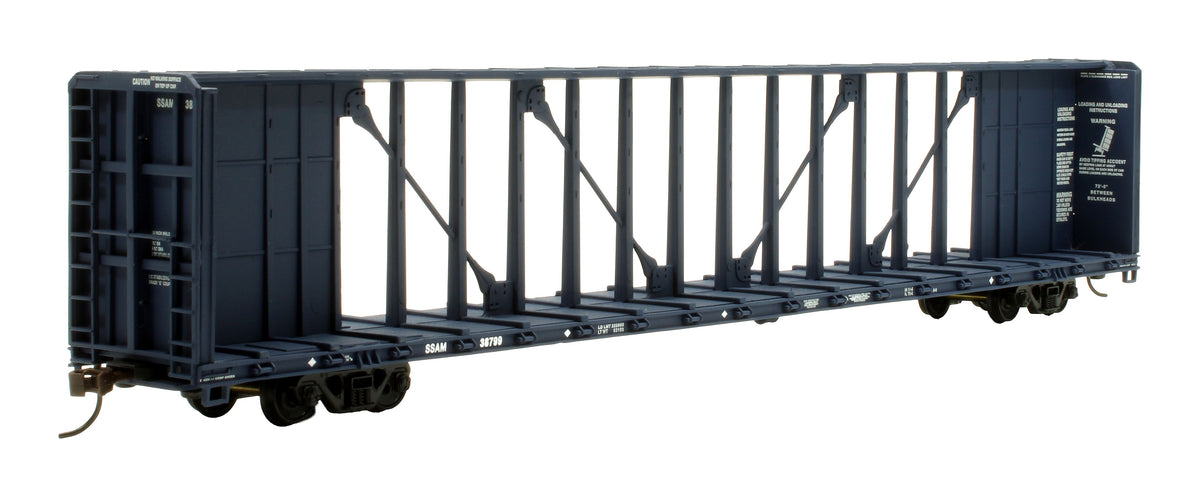 Pre-Owned 932-24129 72' Centerbeam Flat Car SSAM/WC Blue - 2-Pack