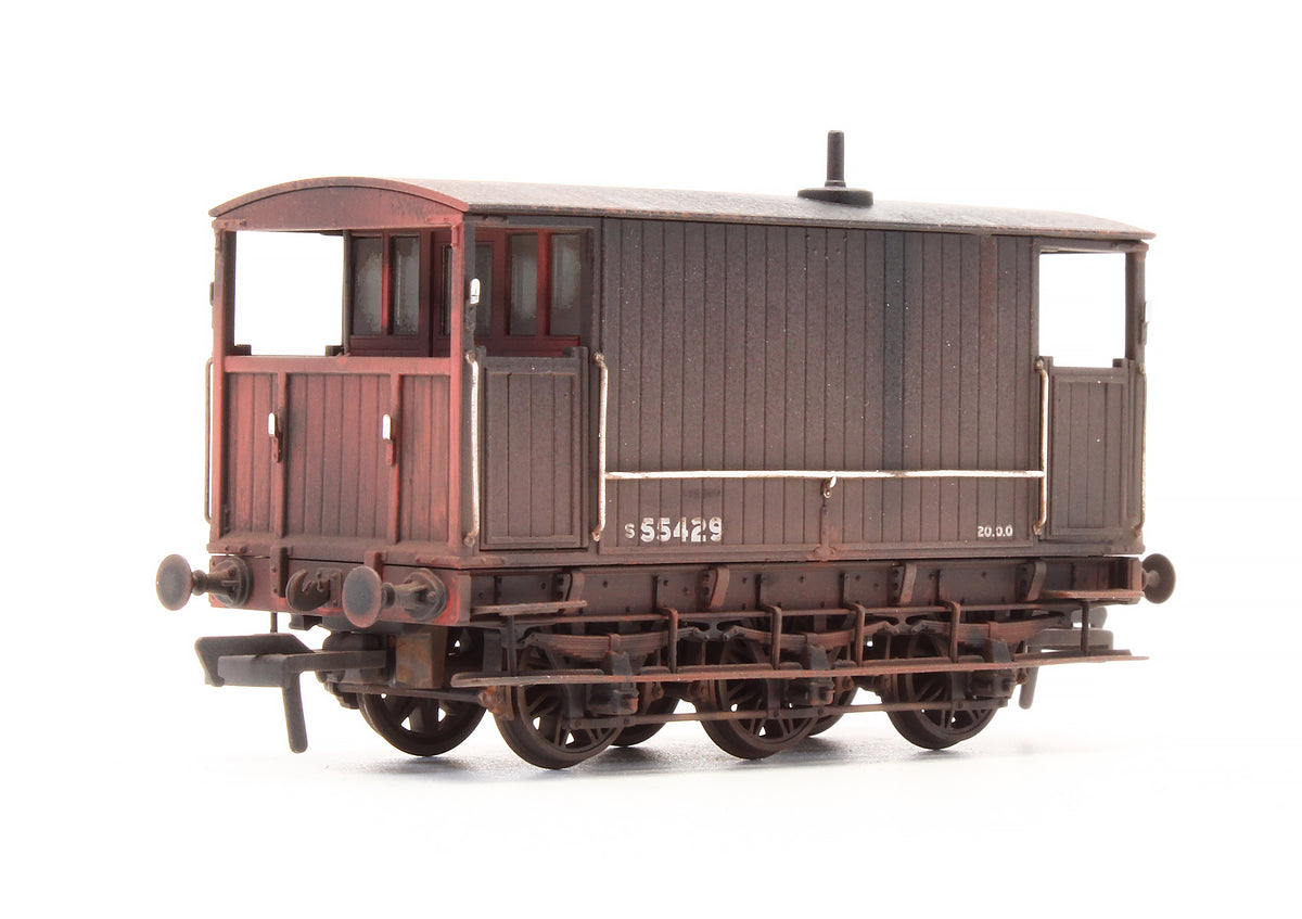 Pre-Owned 931007 SECR 6 Wheel Brake Van No. S55429, SR brown with red ends (BR lettering) - Custom Weathered