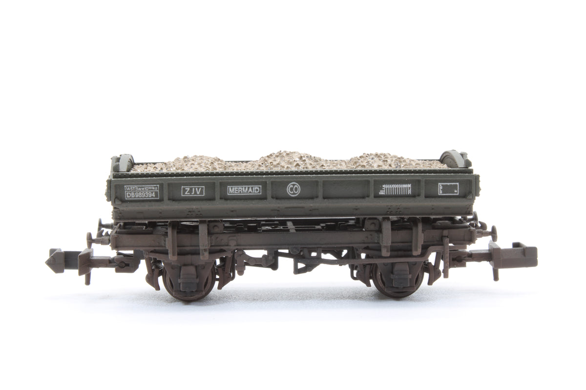 Pre-Owned 14T 'Mermaid' Side Tipping Ballast Wagon BR Departmental Olive Green No. DB989394 - Custom Weathered