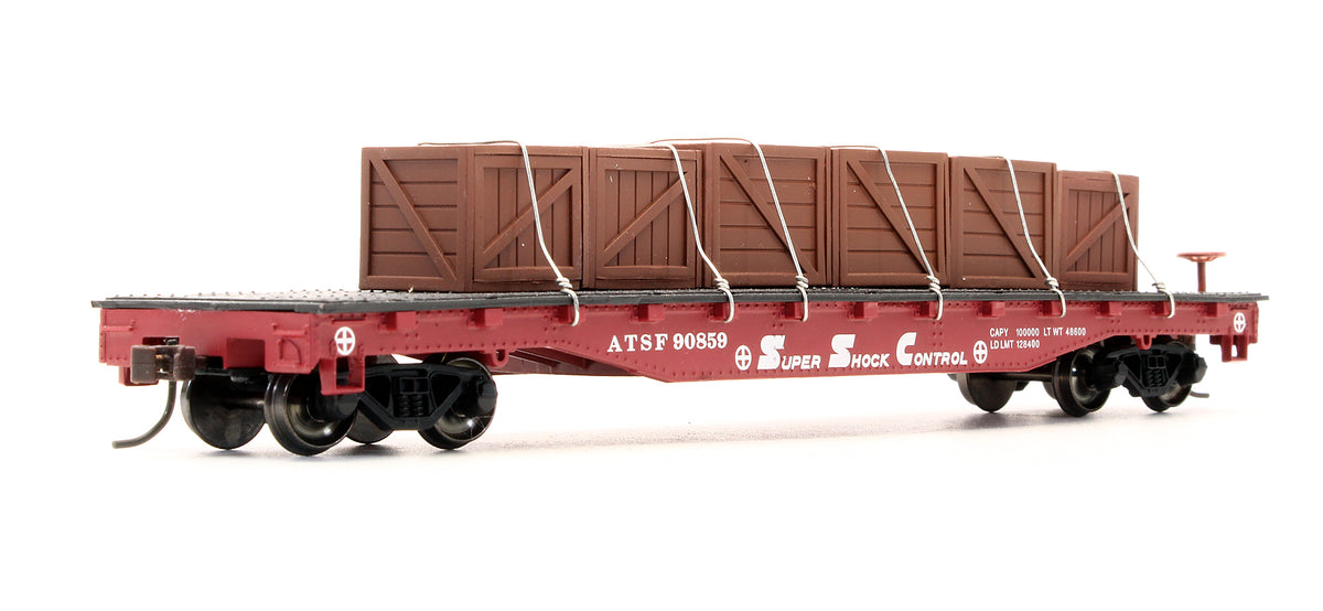 Pre-Owned 18912 Flat Car Santa Fe With Crated Load - Road #90859