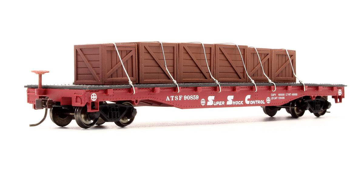 Pre-Owned 18912 Flat Car Santa Fe With Crated Load - Road #90859
