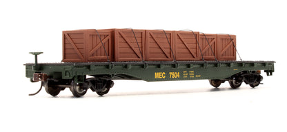 Pre-Owned 18902 Flat Car With Crated Load Maine Central - Road #7504